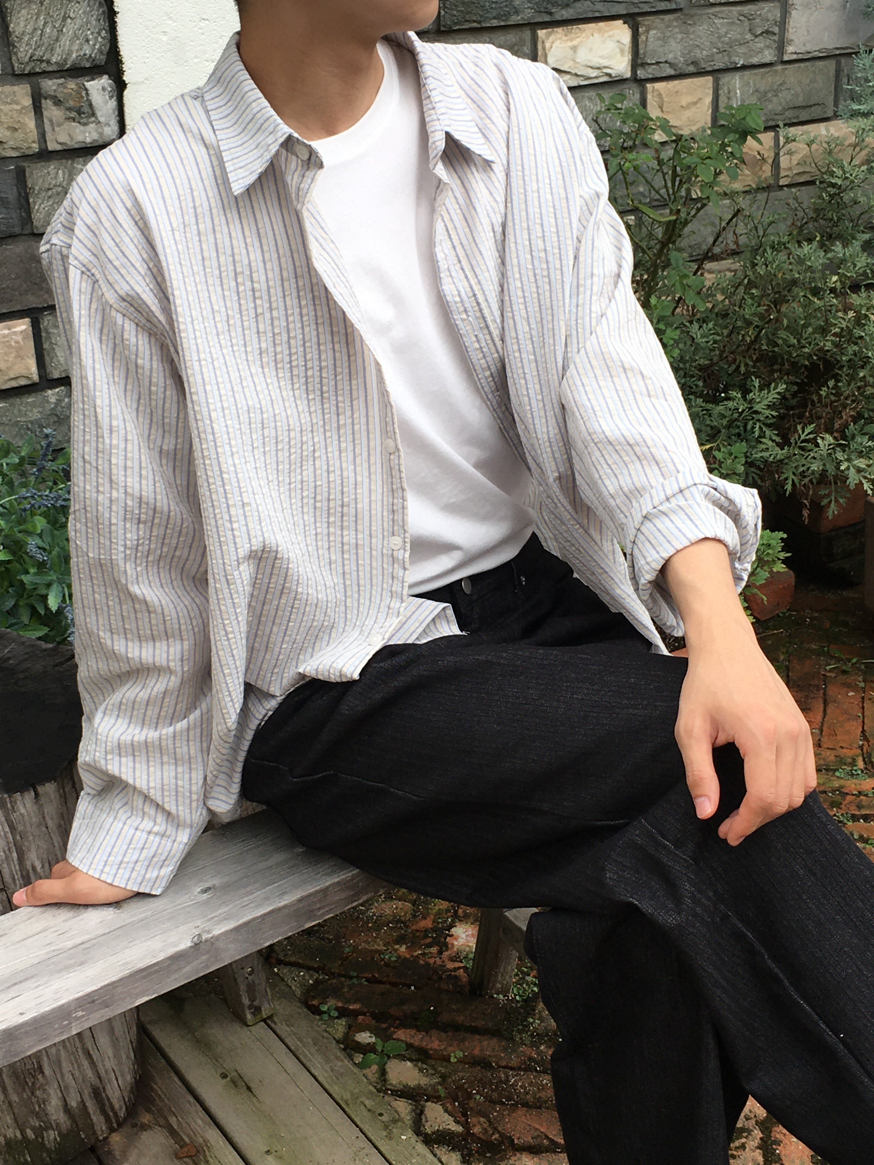 Striped Seersucker Shirt / Gestreiftes Seesucker-Hemd