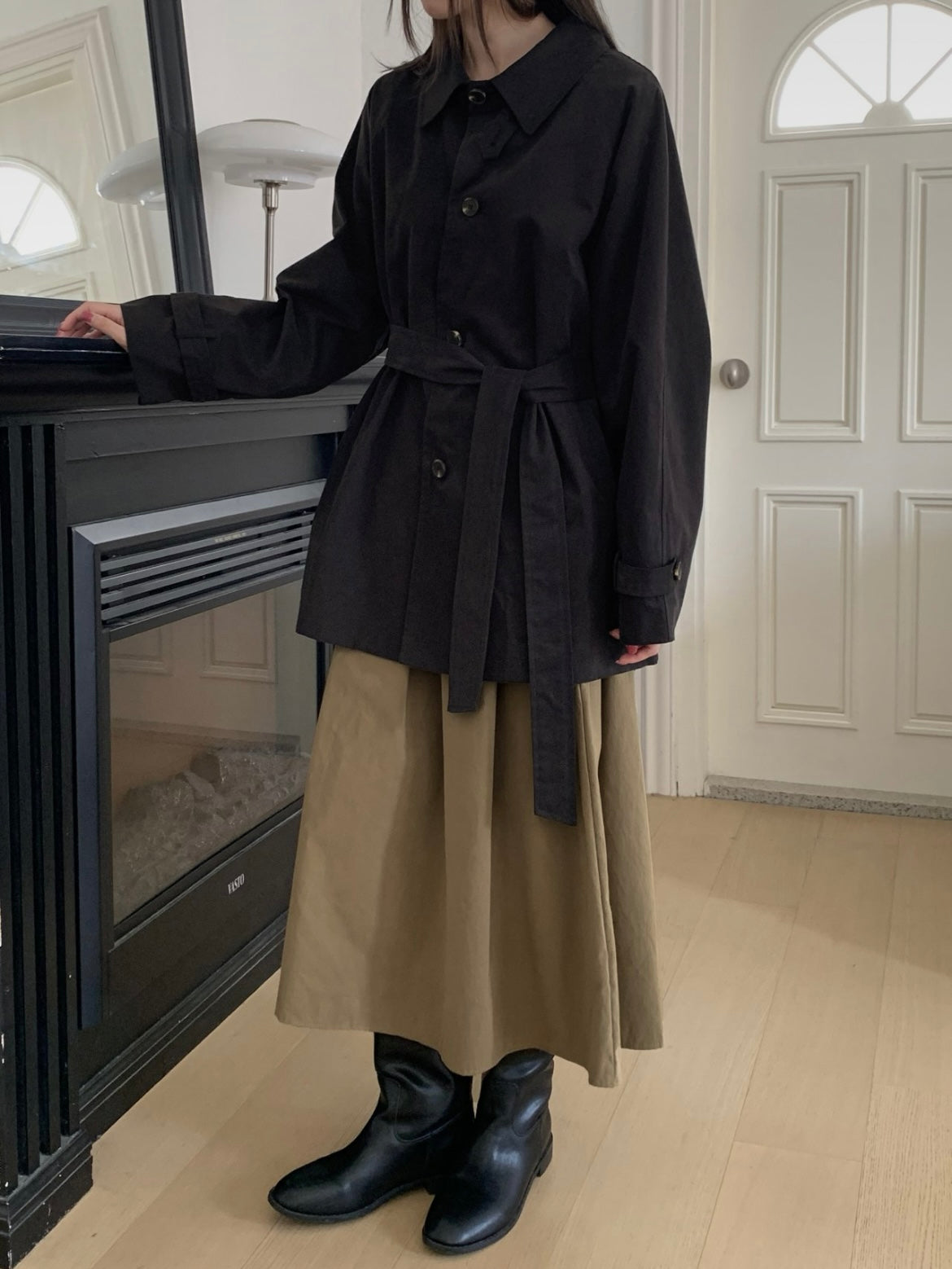 Half Trench Coat with Belt