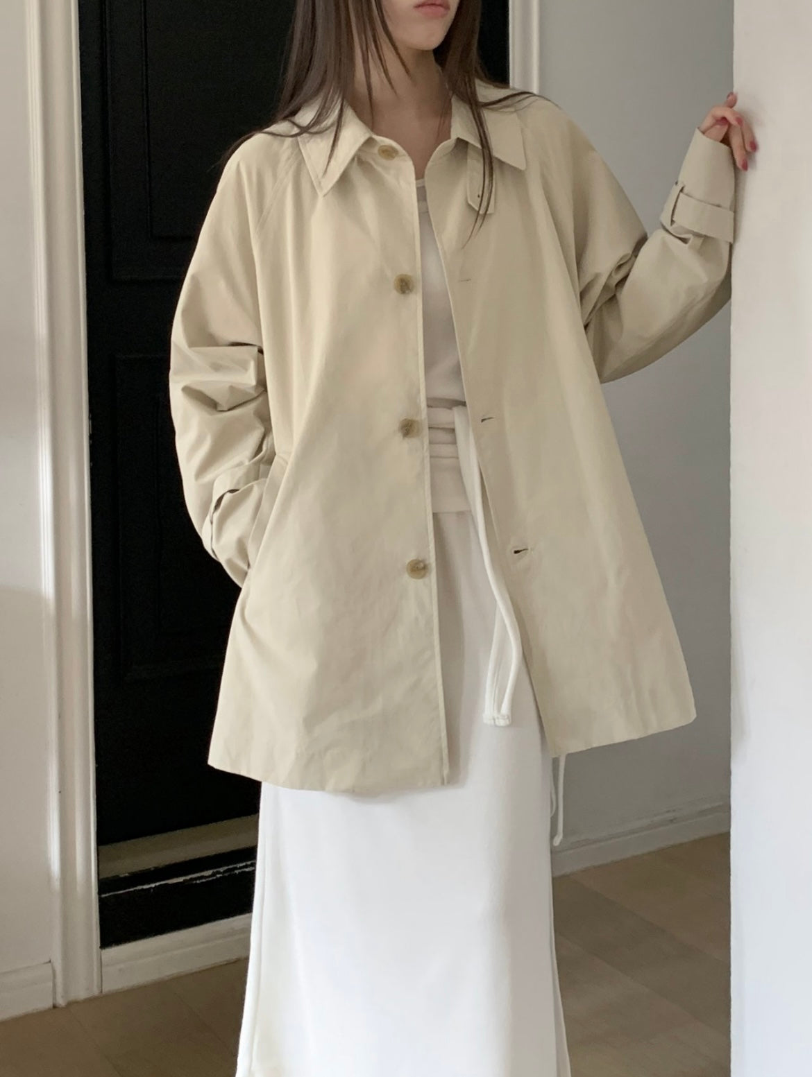 Half Trench Coat with Belt