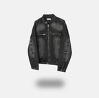 Vintage Washed Denim Biker Jacket