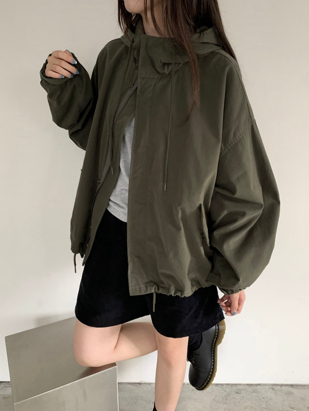 Cotton hooded field jacket