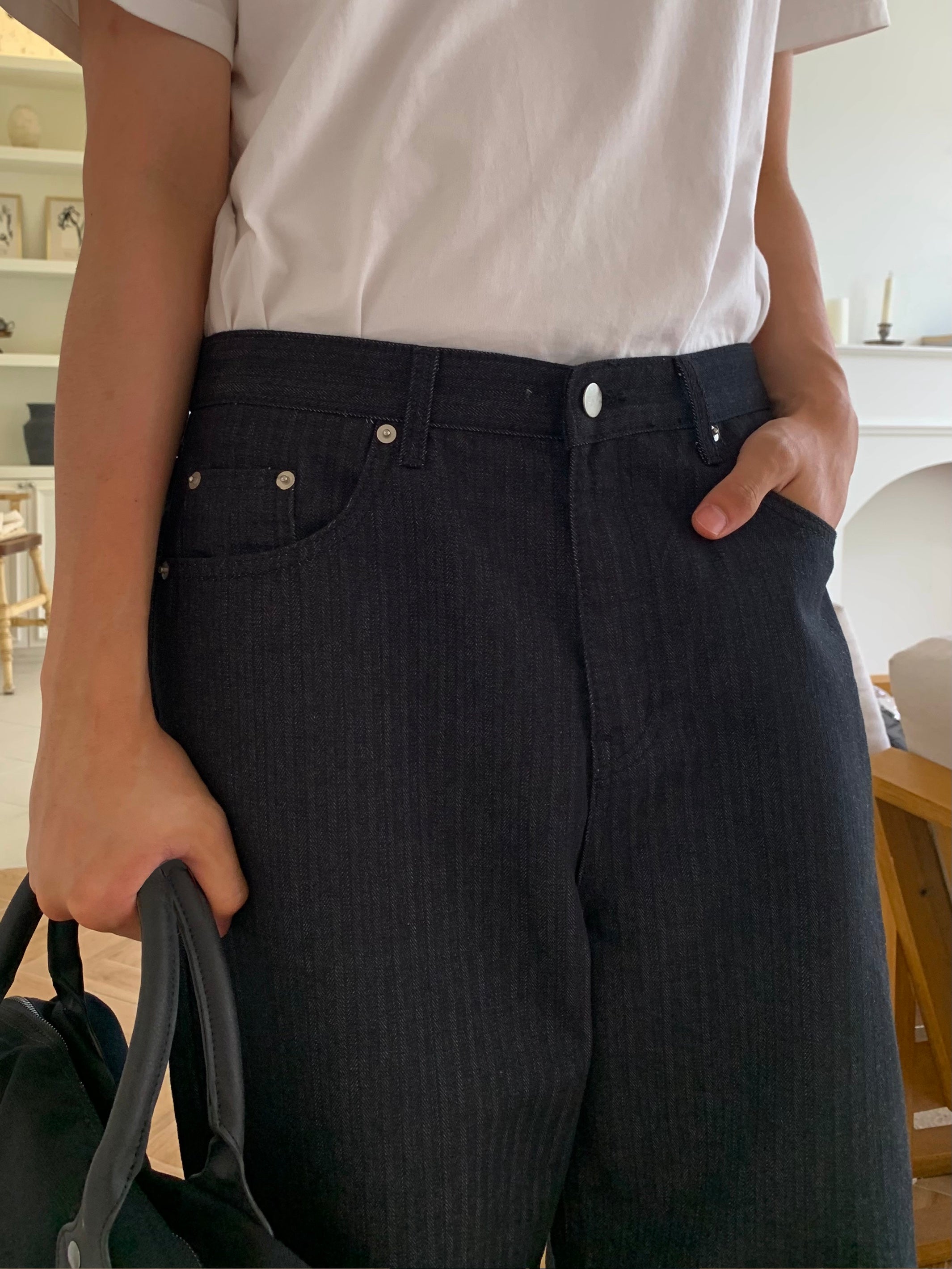 Striped Denim Pants