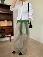 Cotton Double-Pleat Pants