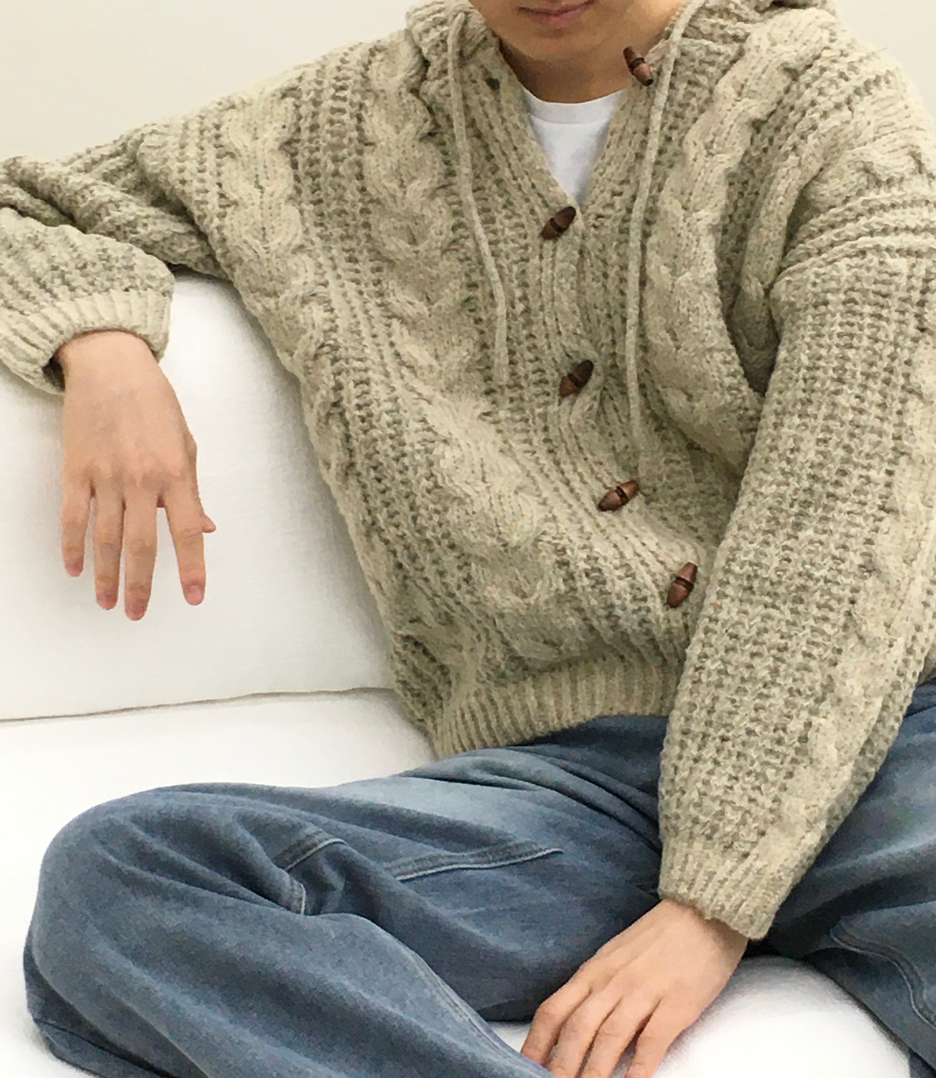 Chunky Cable Hooded Cardigan