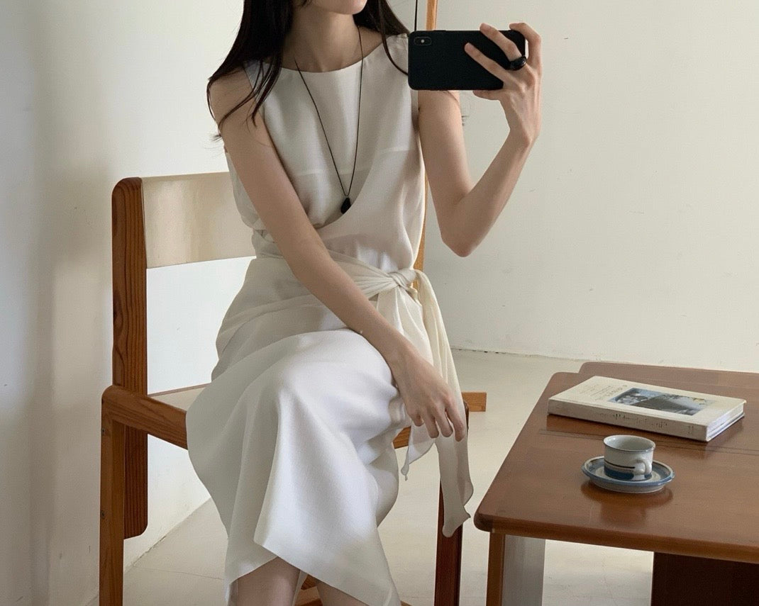 Boat Neck Wrap Long Dress