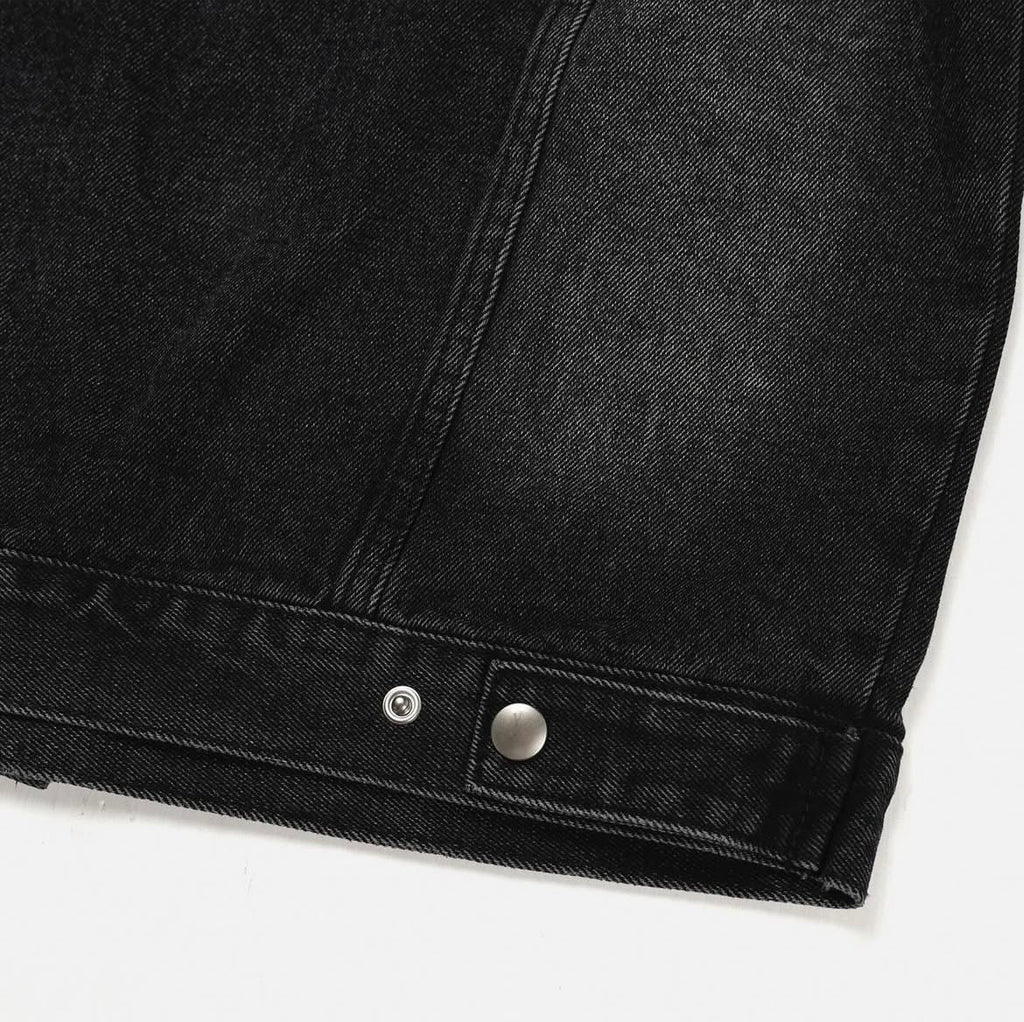Vintage Washed Denim Biker Jacket
