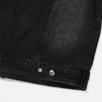 Vintage Washed Denim Biker Jacket