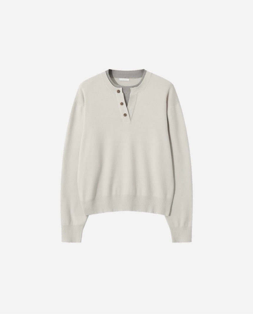 Layered Henley Neck Knit