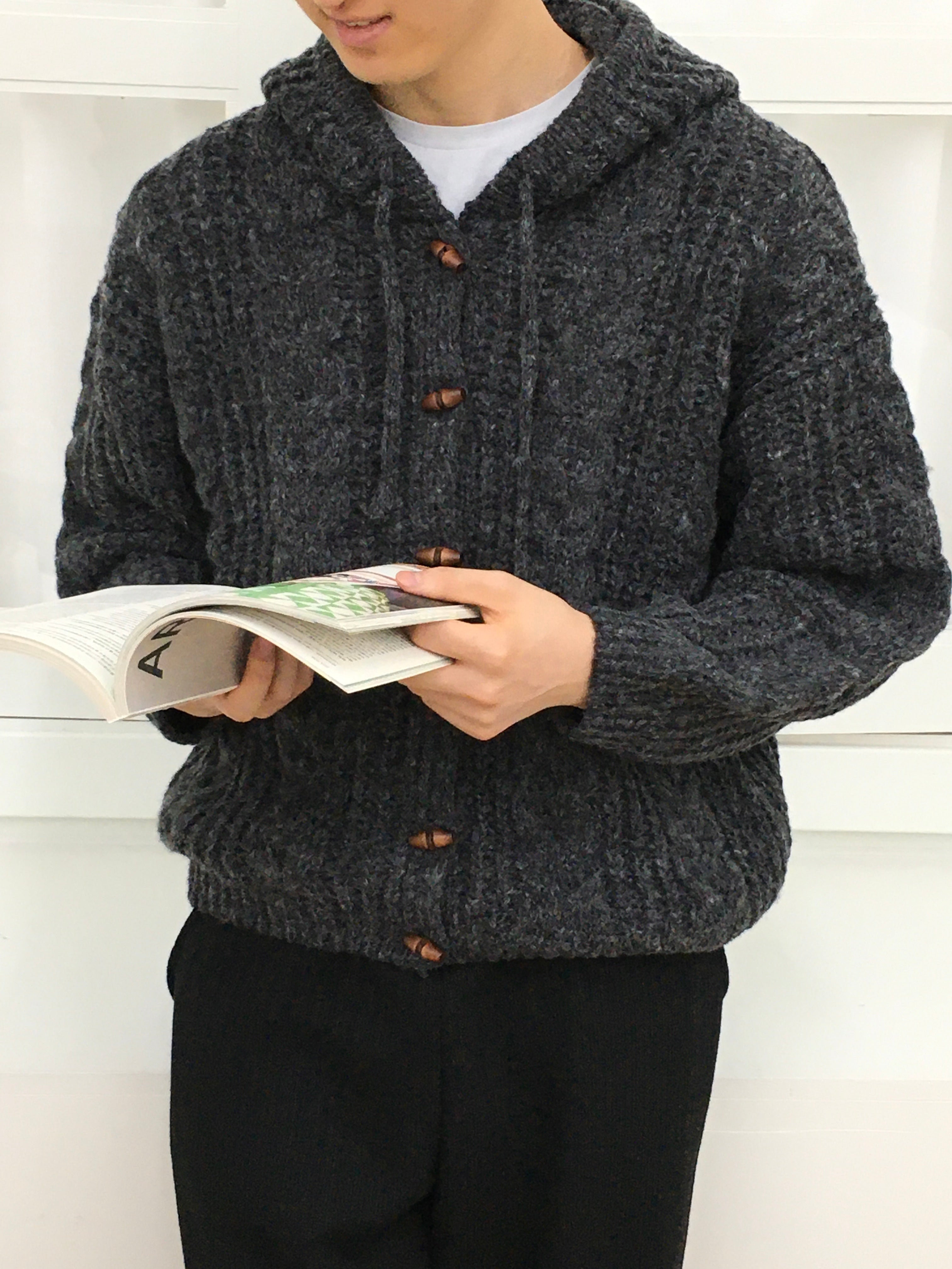 Chunky Cable Hooded Cardigan (Unisex)