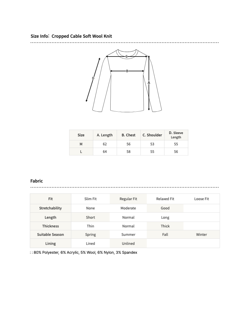 Cropped Cable Soft Wool Knit