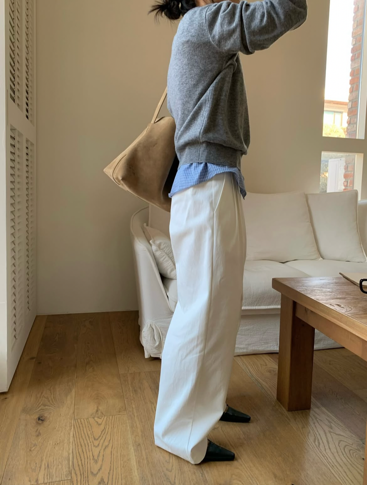 Cotton Double-Pleat Pants