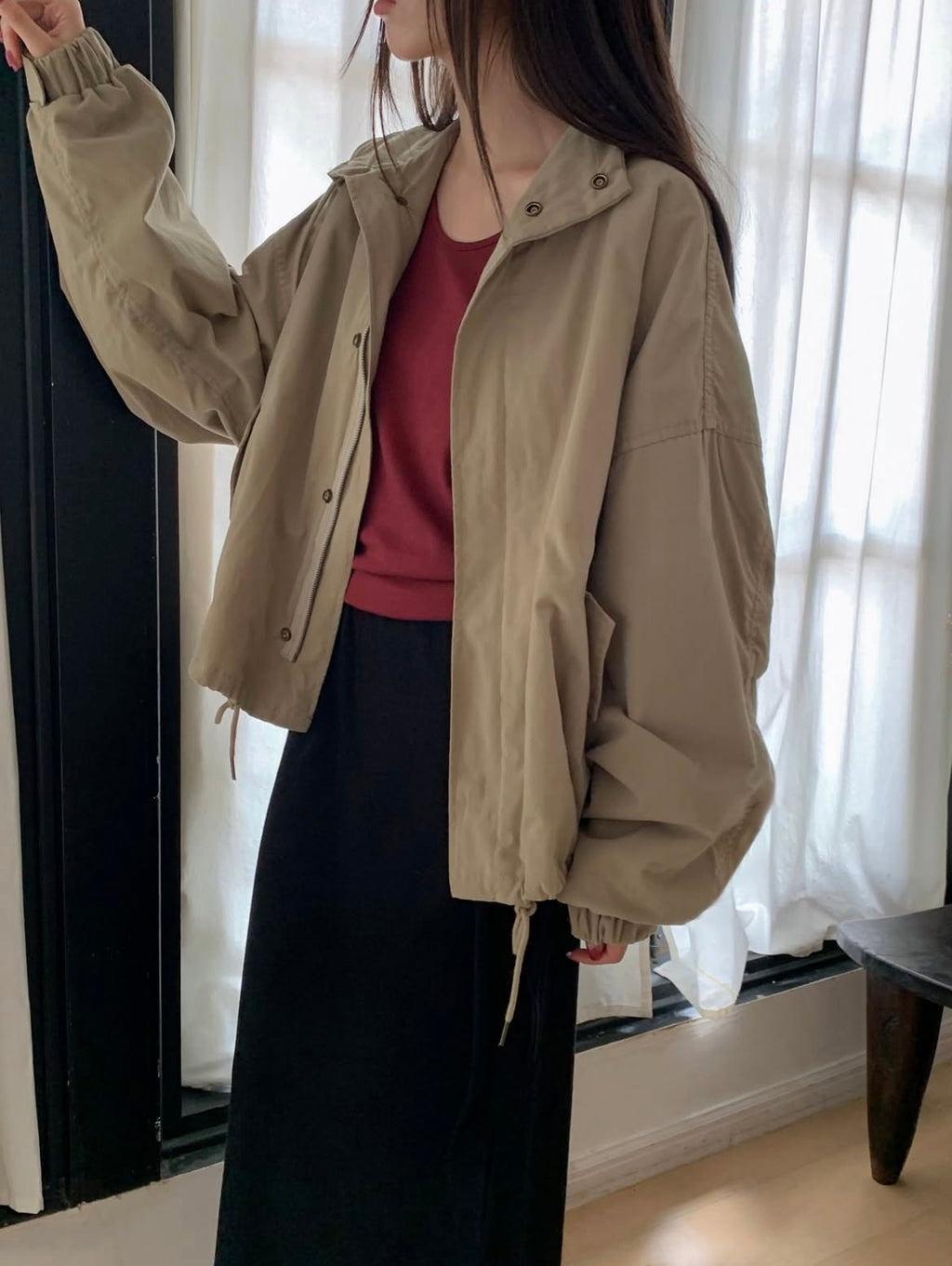 Cotton hooded field jacket