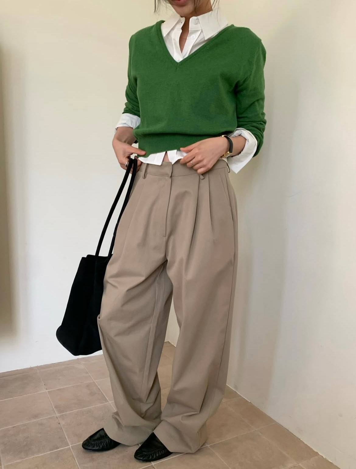 Cotton Double-Pleat Pants