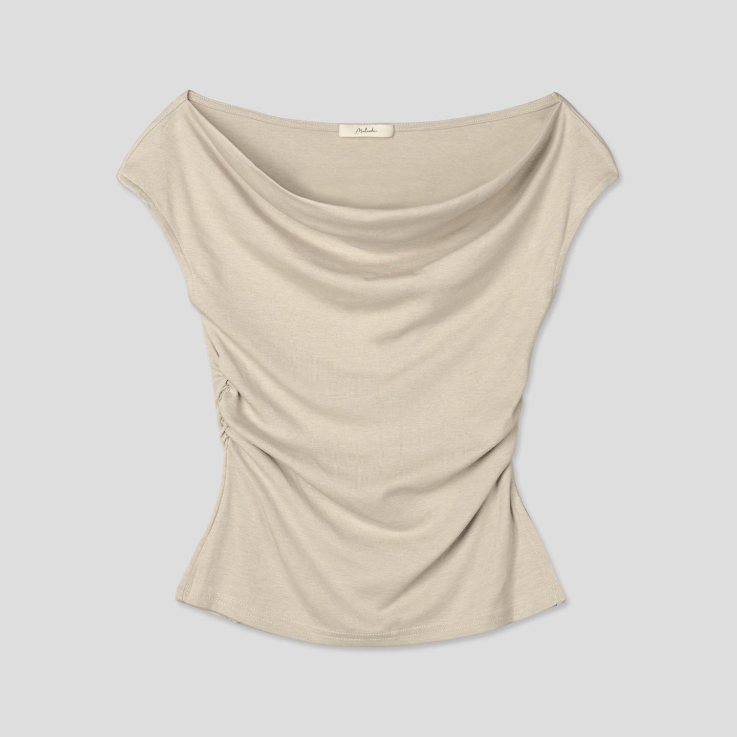 Draped Shirring Boatneck Top