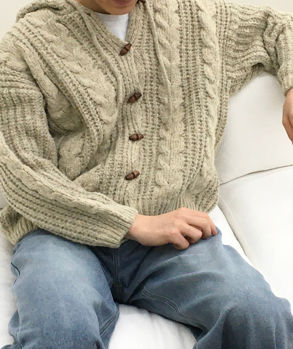 Chunky Cable Hooded Cardigan (Unisex)