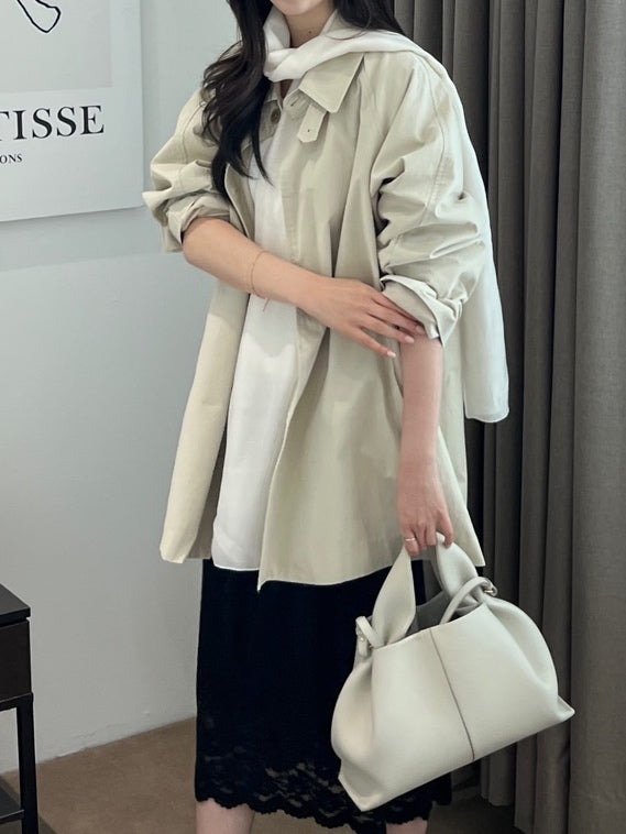 Half Trench Coat with Belt