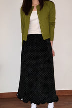 Dot Velvet Long Skirt