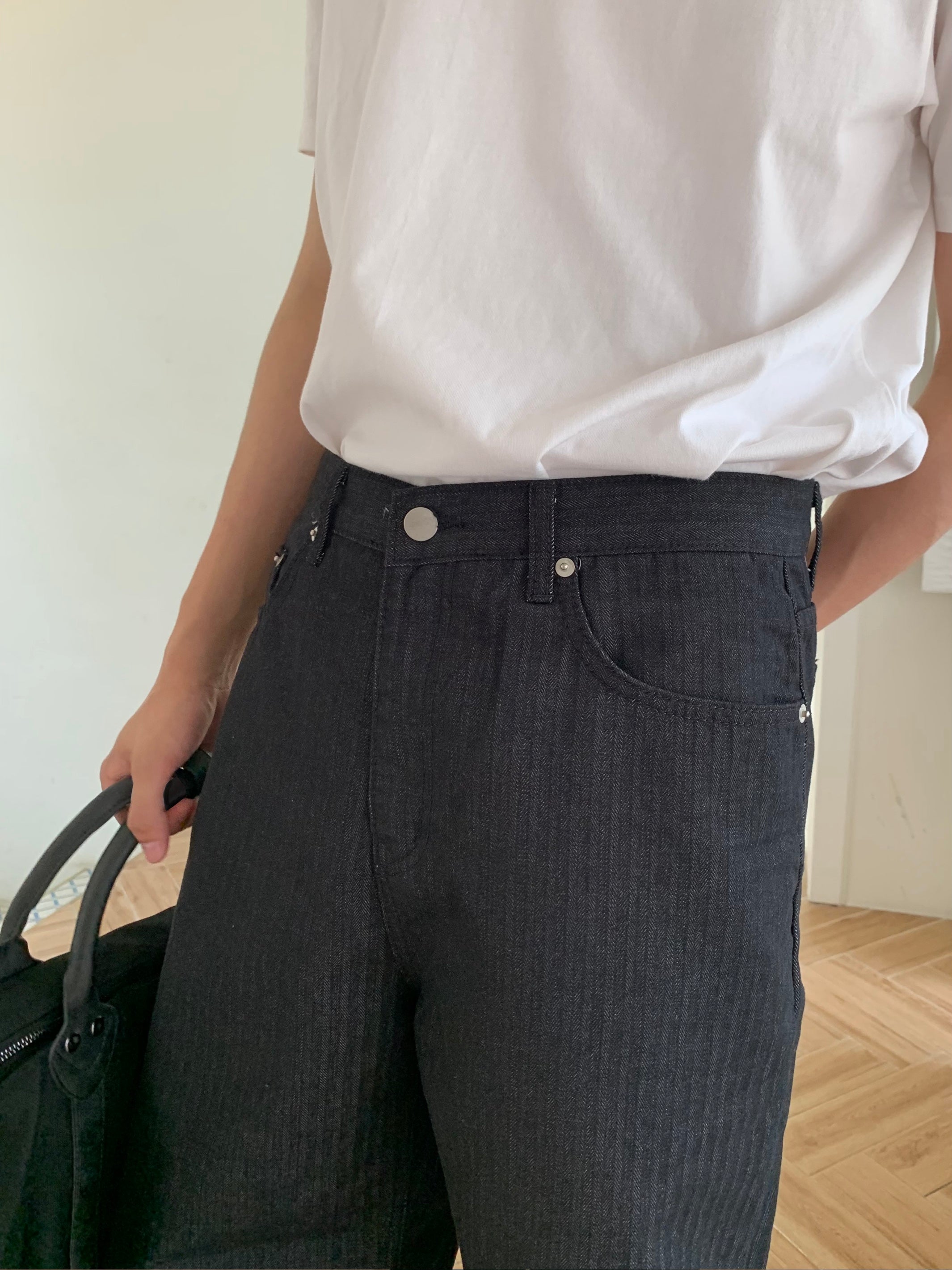 Striped Denim Pants