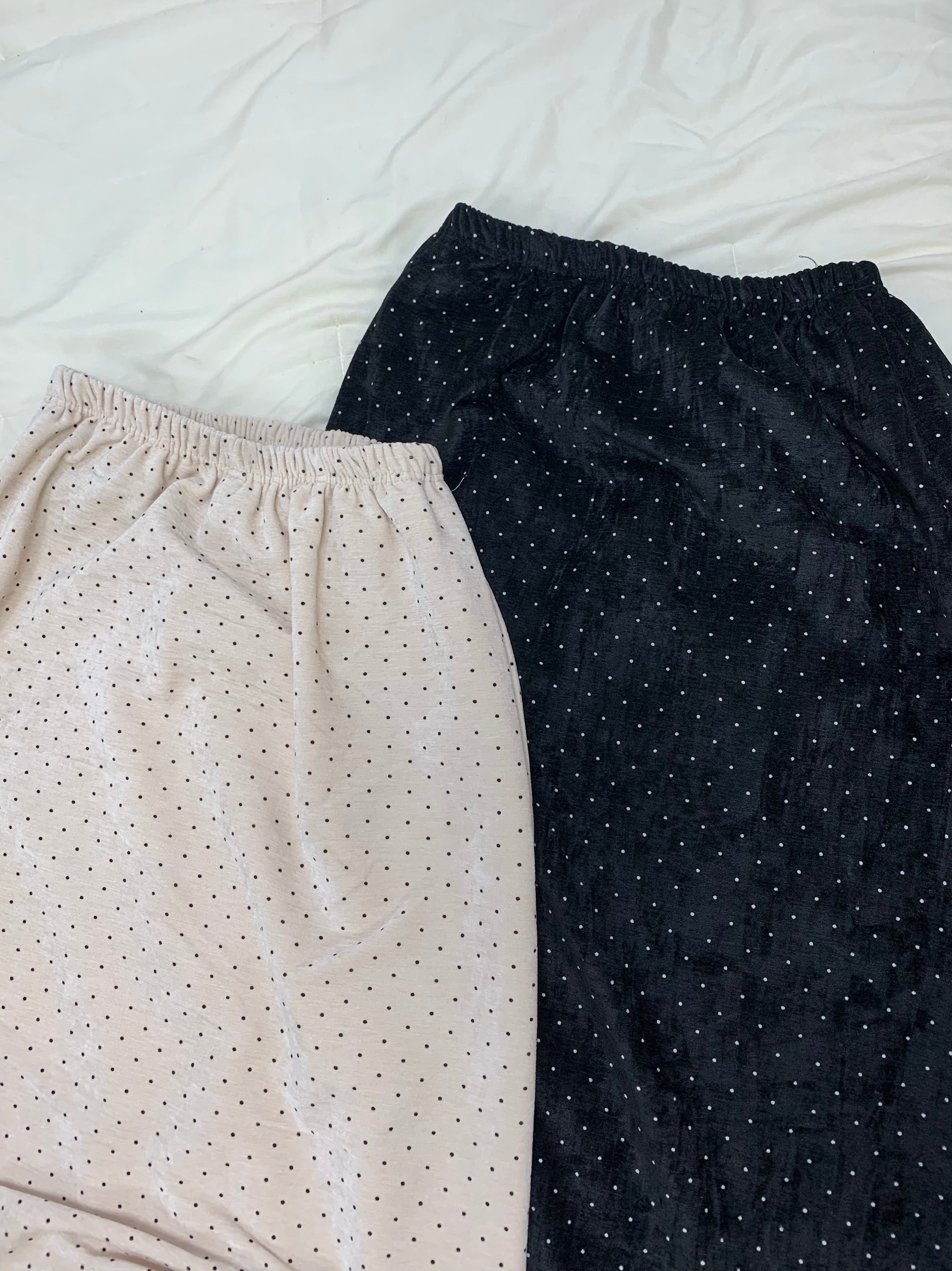 Dot Velvet Long Skirt