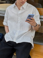 Striped Roll-Up Half Shirt