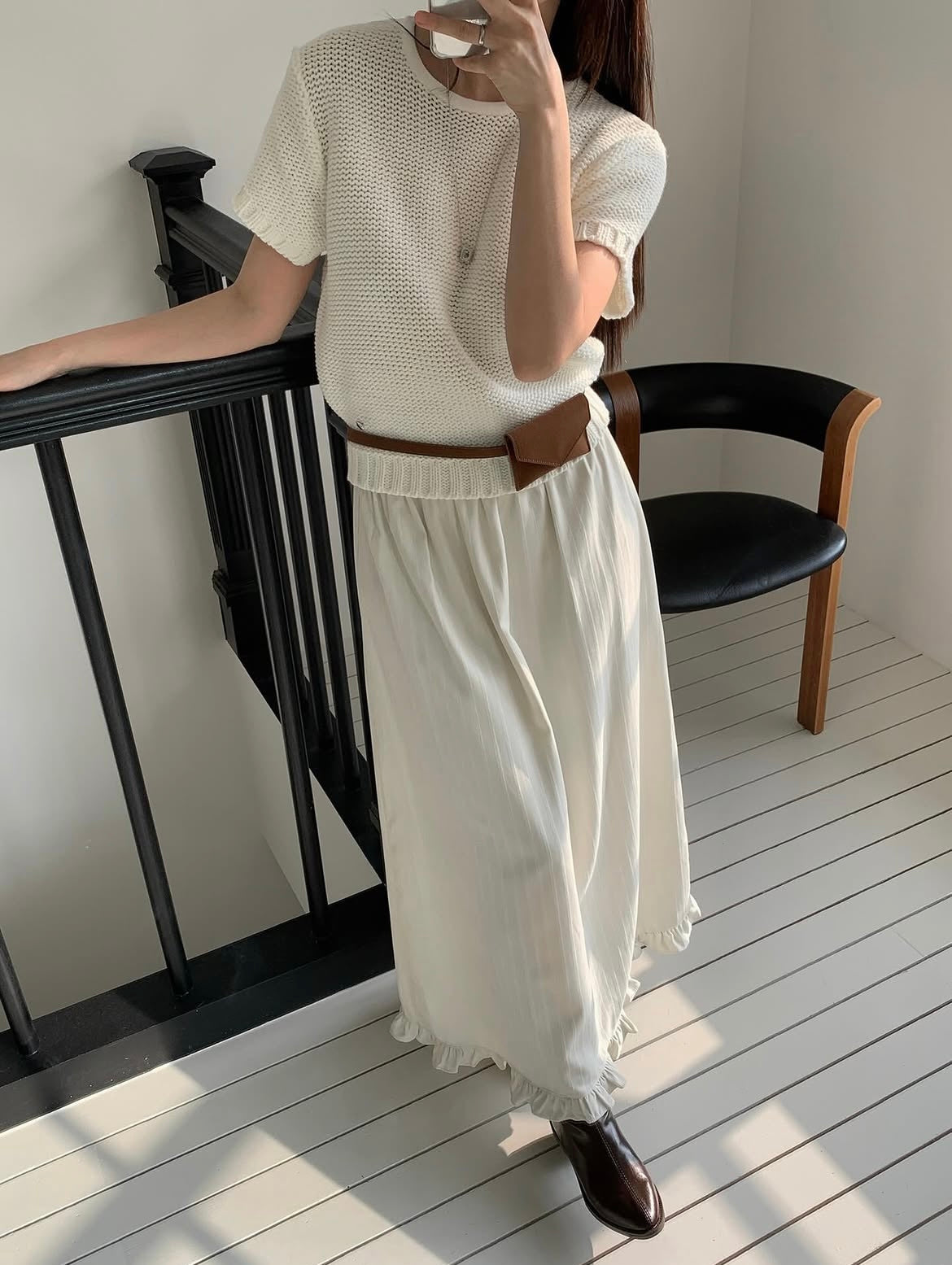 Soft Suede Long Skirt