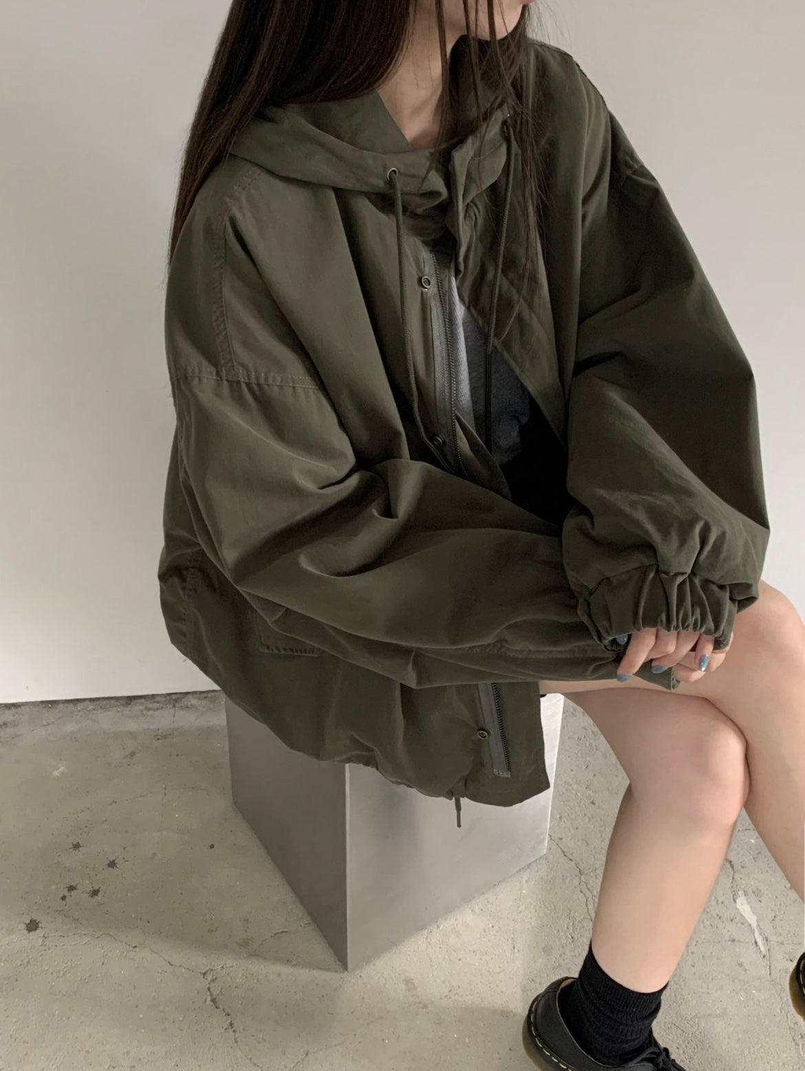 Cotton hooded field jacket