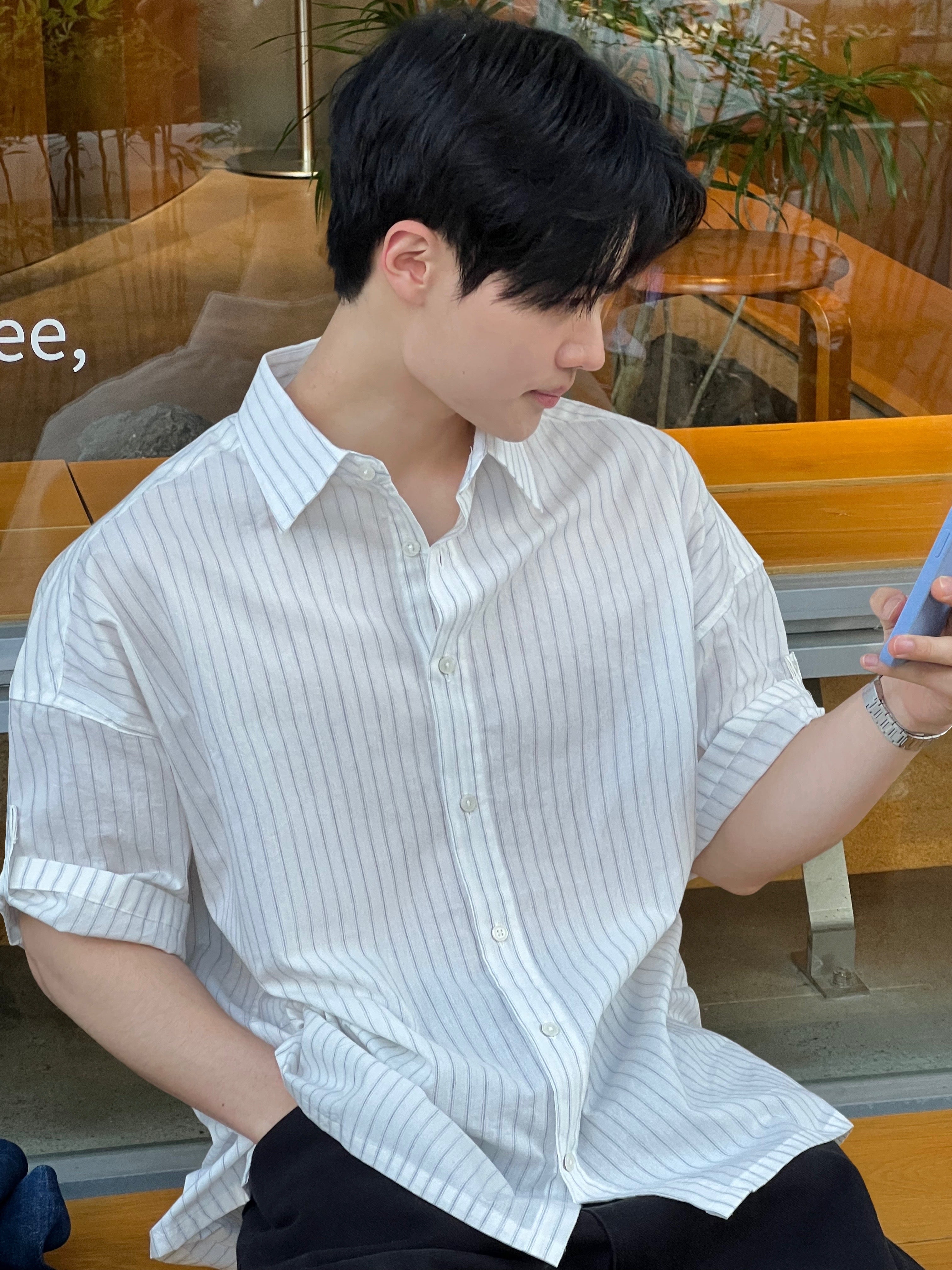 Striped Roll-Up Half Shirt