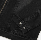 Vintage Washed Denim Biker Jacket