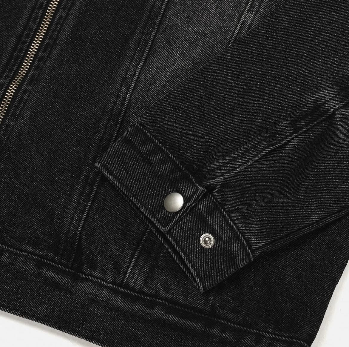 Vintage Washed Denim Biker Jacket