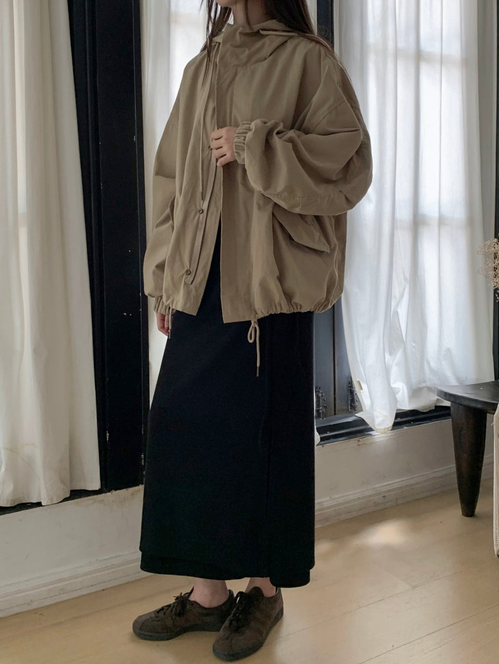 Cotton hooded field jacket