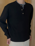 Layered Henley Neck Knit