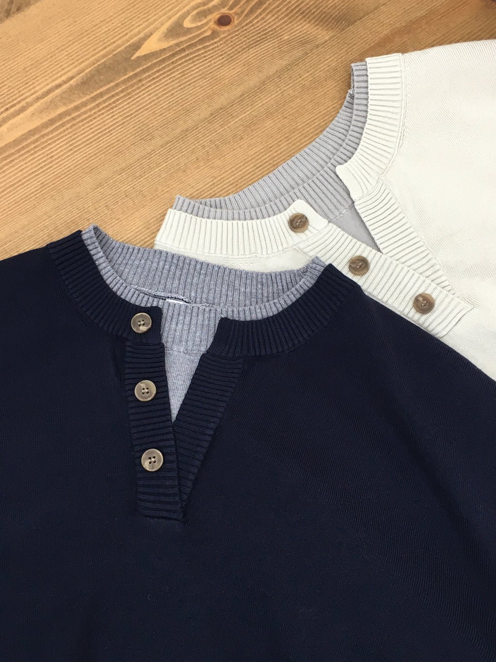 Layered Henley Neck Knit