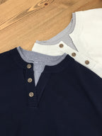 Layered Henley Neck Knit