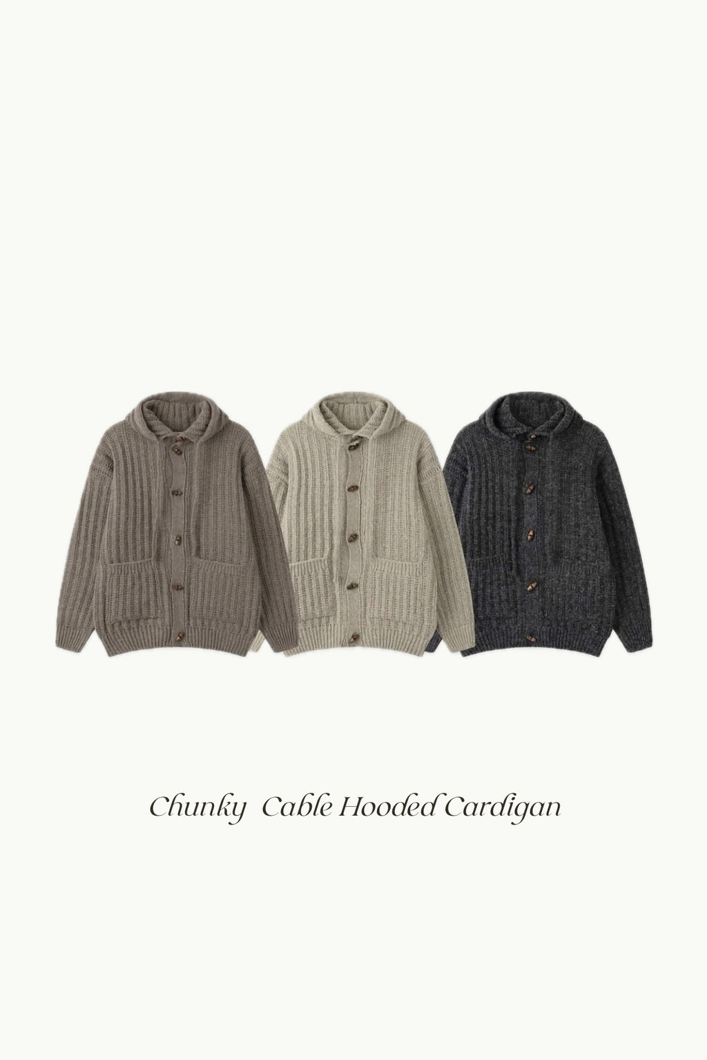 Chunky Cable Hooded Cardigan (Unisex)