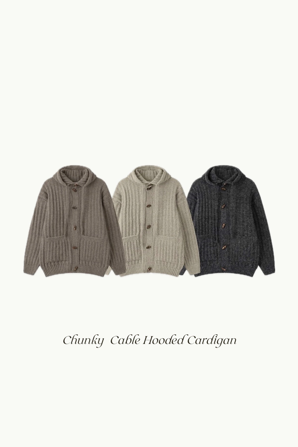 Chunky Cable Hooded Cardigan (Unisex)
