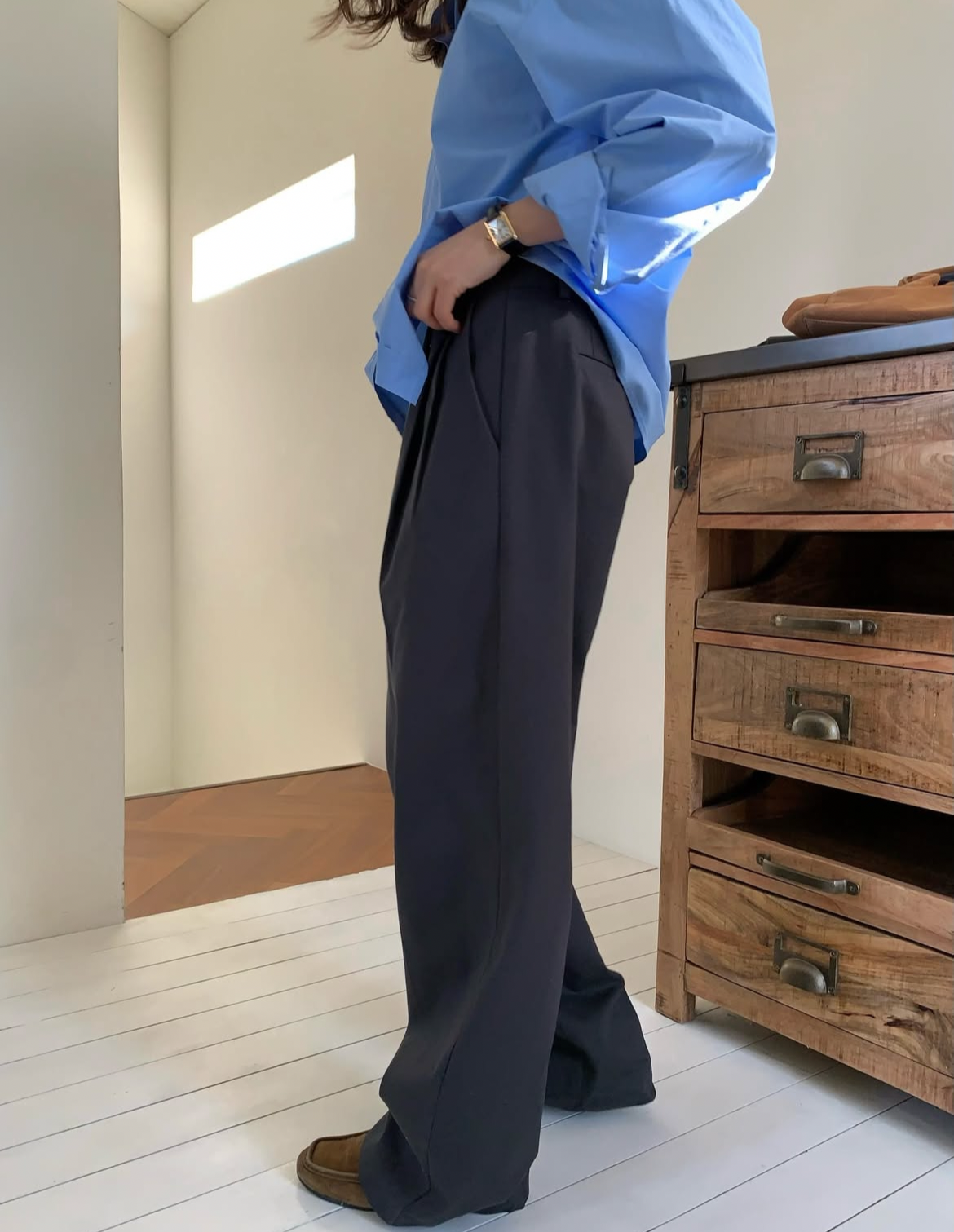 Cotton Double-Pleat Pants