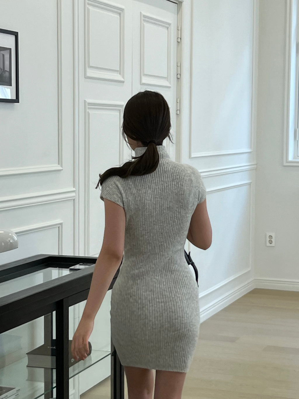 Soft Knit Half-Neck Mini Dress