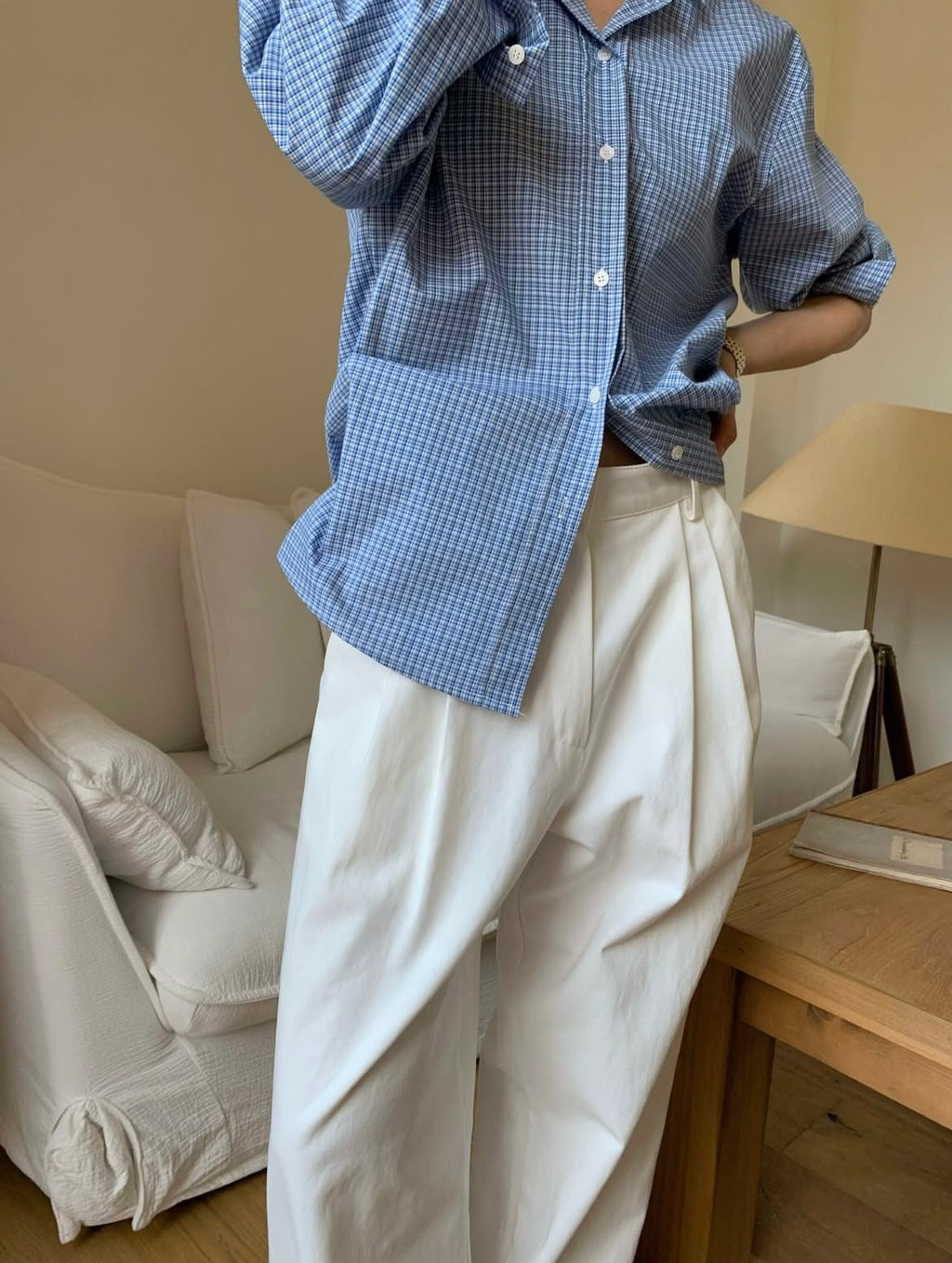 Cotton Double-Pleat Pants