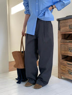 Cotton Double-Pleat Pants