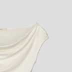 Draped Shirring Boatneck Top