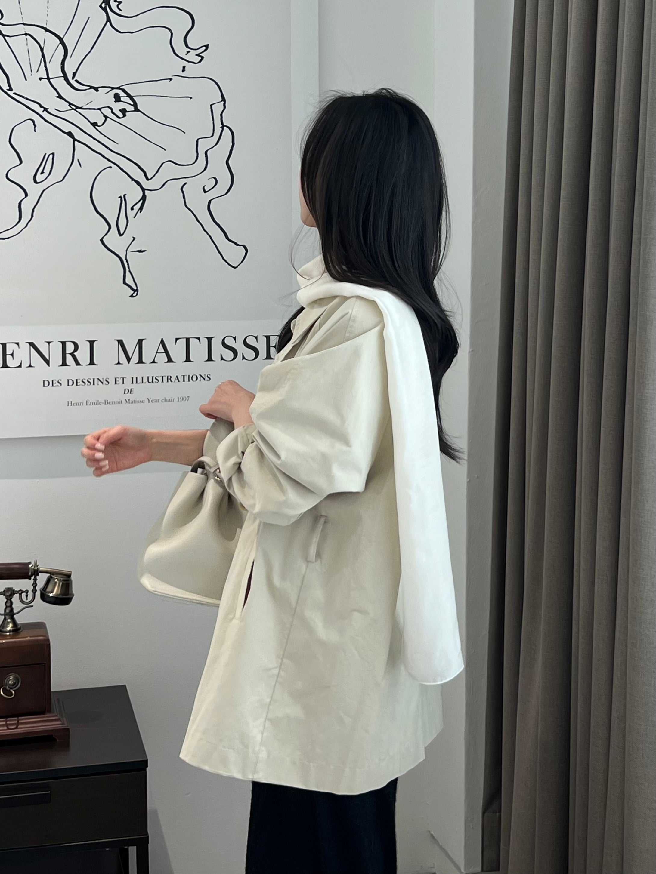 Half Trench Coat with Belt