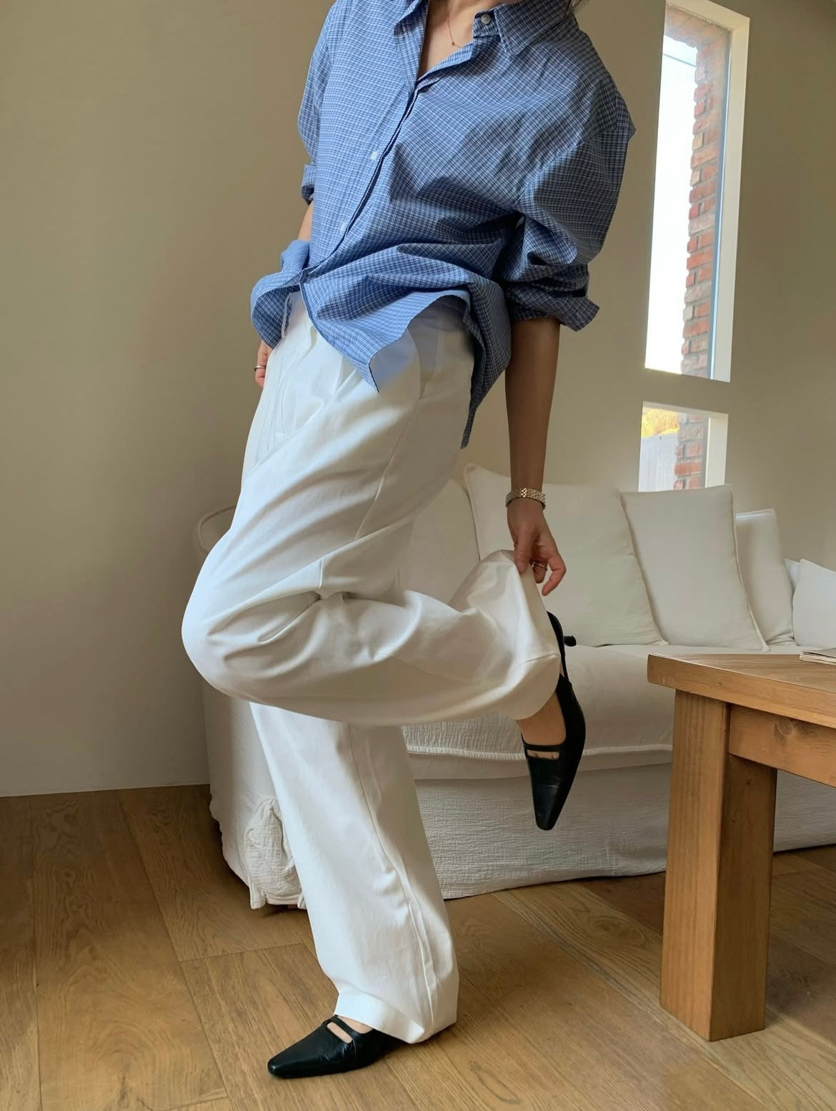 Cotton Double-Pleat Pants