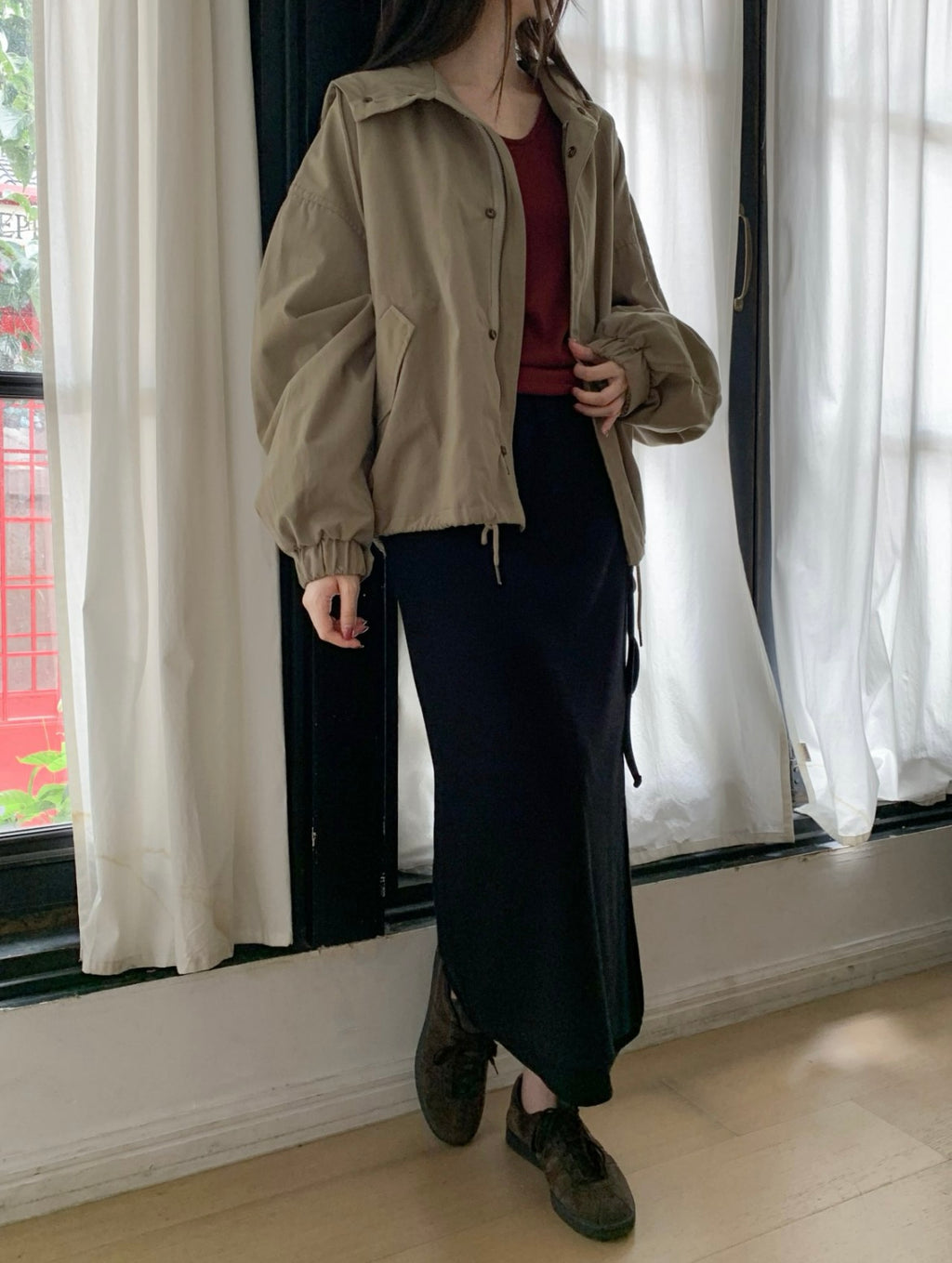 Cotton hooded field jacket