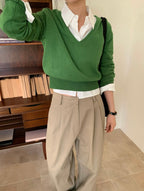 Cotton Double-Pleat Pants