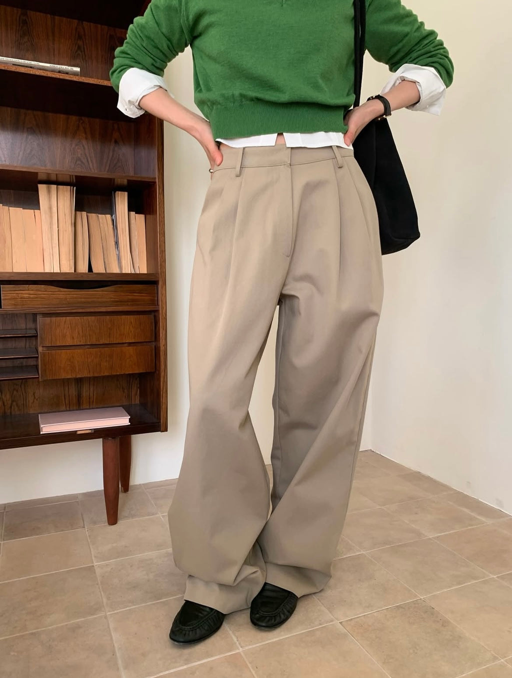 Cotton Double-Pleat Pants