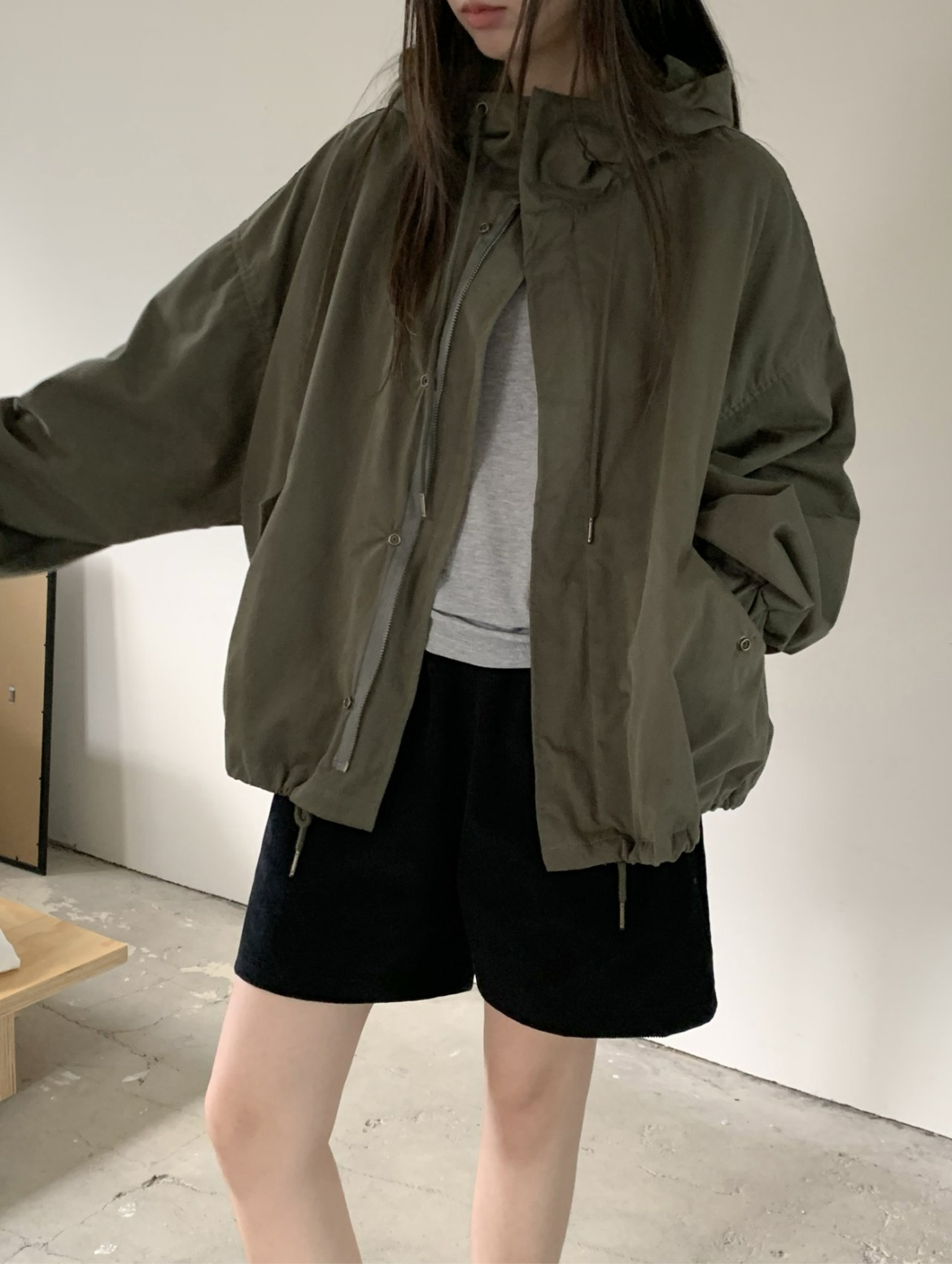 Cotton hooded field jacket