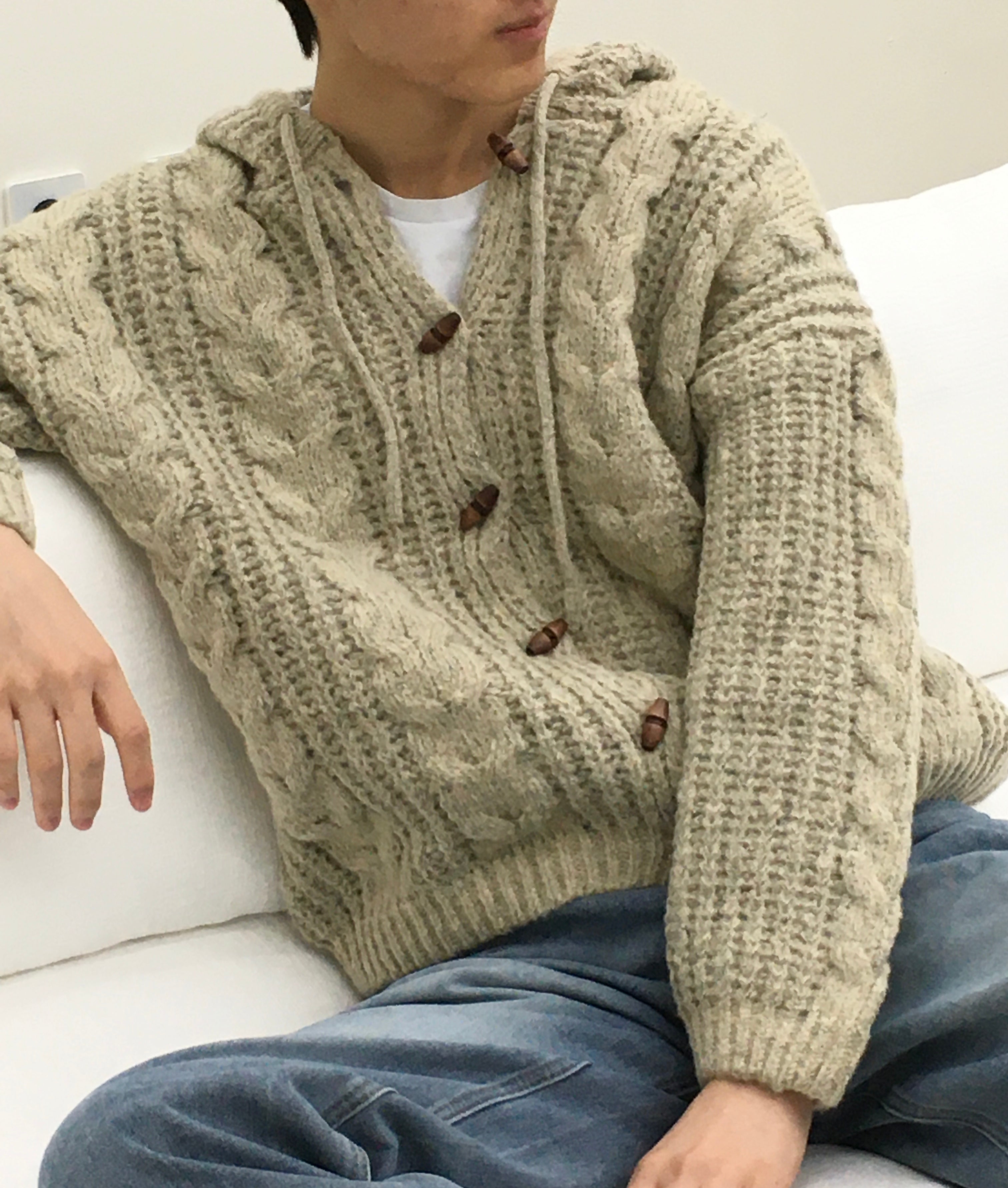 Chunky Cable Hooded Cardigan