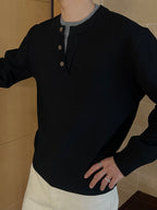 Layered Henley Neck Knit