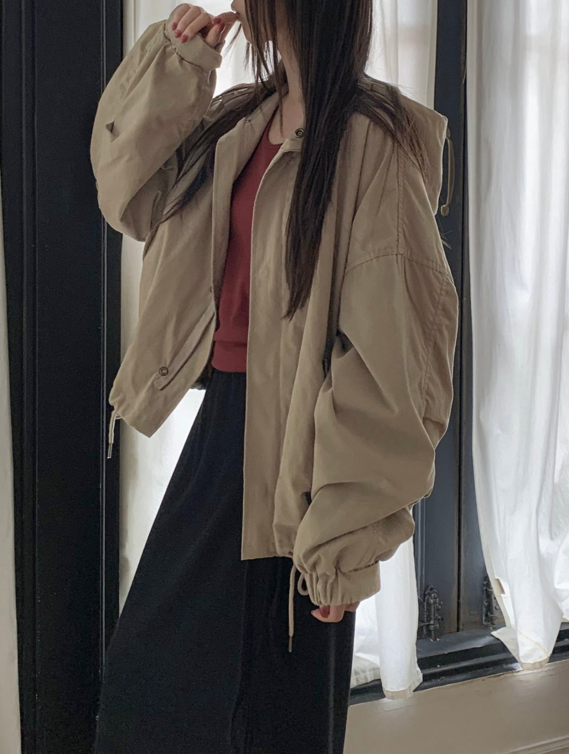 Cotton hooded field jacket