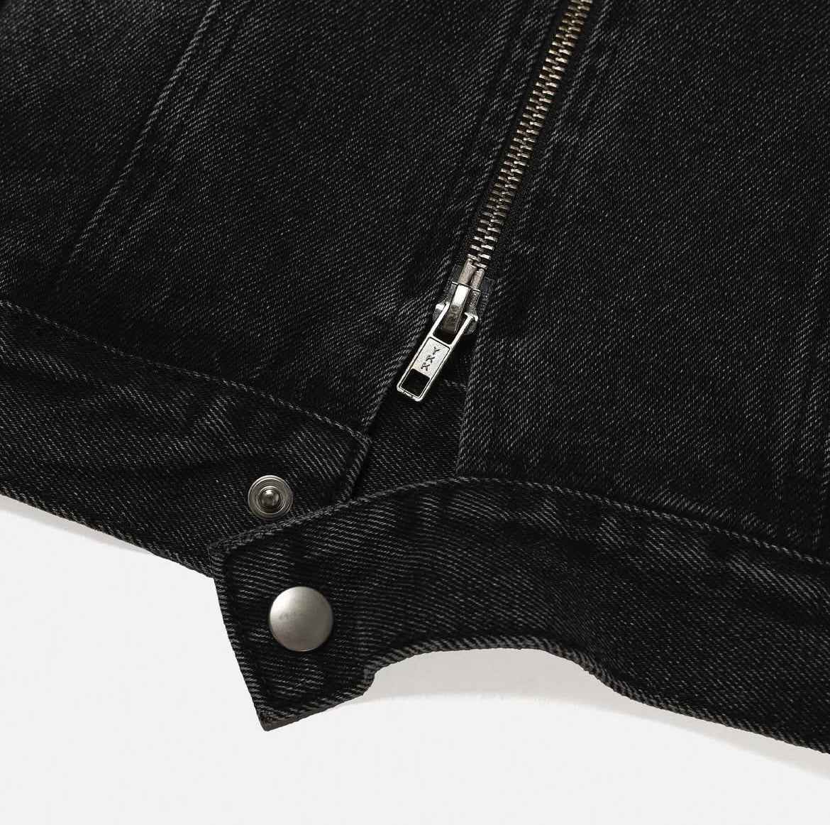 Vintage Washed Denim Biker Jacket